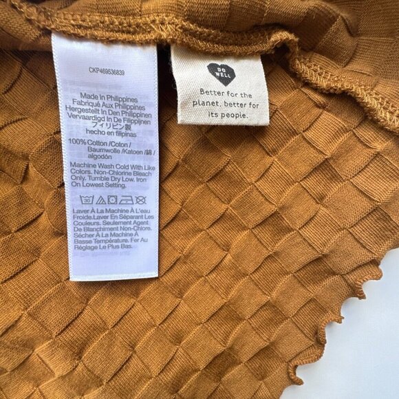 Madewell V Neck Checkerboard Jacquard Cardigan Size S Sepia Brown 100% Cotton - Picture 5 of 9